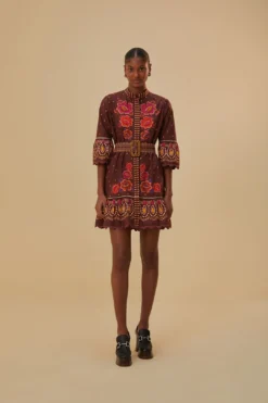 Farm Rio Brown Bright Flora Short Sleeve Mini Dress 7 Farm Rio Brown Bright Flora Short Sleeve Mini Dress -Farm Rio Shop 312050 03