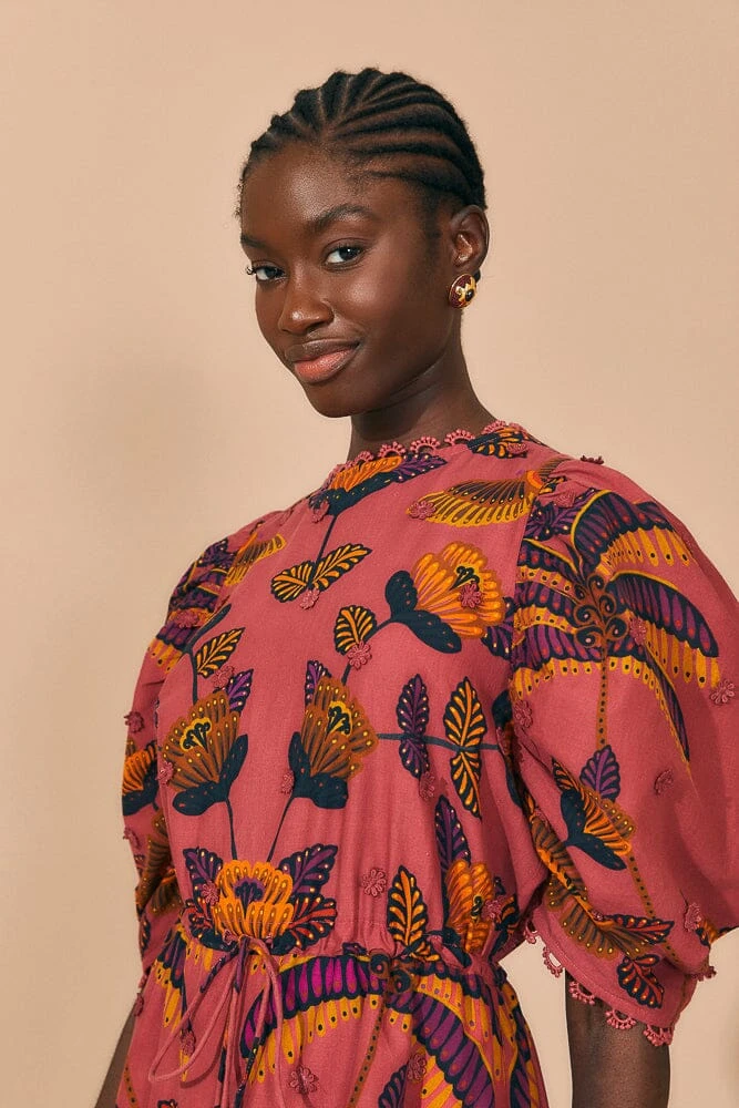 Farm Rio Blush Living Bloom Short Sleeve Mini Dress 2 Farm Rio Blush Living Bloom Short Sleeve Mini Dress - Image 2