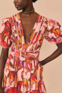 Farm Rio Rose Wild Horses Pleated Short Sleeve Jumpsuit -Farm Rio Shop 312232 03 1