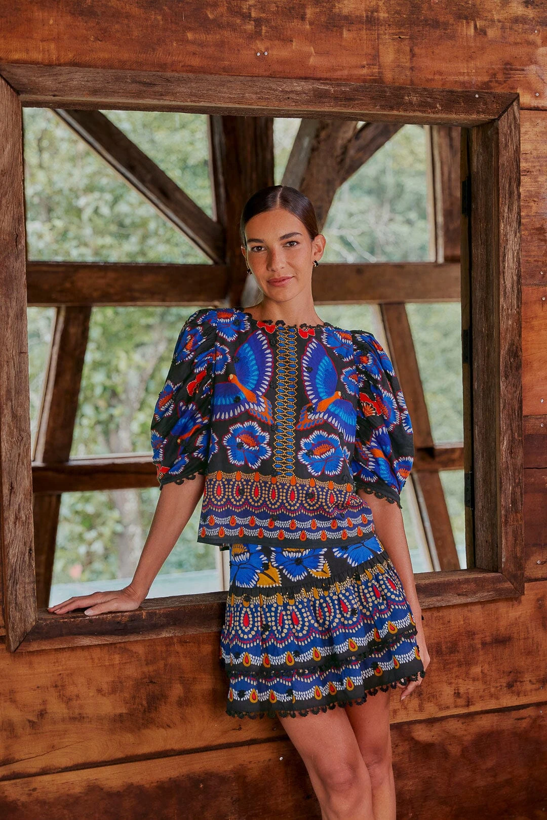 Farm Rio Black Ainika Sparkle Short Sleeve Blouse 1 Farm Rio Black Ainika Sparkle Short Sleeve Blouse