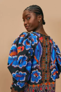 Farm Rio Black Ainika Sparkle Short Sleeve Blouse 8 Farm Rio Black Ainika Sparkle Short Sleeve Blouse -Farm Rio Shop 312281 03