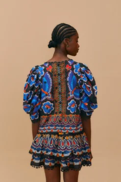 Farm Rio Black Ainika Sparkle Short Sleeve Blouse 9 Farm Rio Black Ainika Sparkle Short Sleeve Blouse -Farm Rio Shop 312281 04