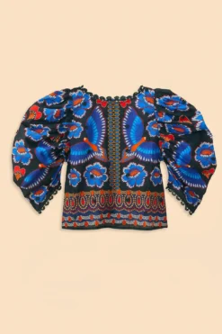 Farm Rio Black Ainika Sparkle Short Sleeve Blouse 10 Farm Rio Black Ainika Sparkle Short Sleeve Blouse -Farm Rio Shop 312281 06