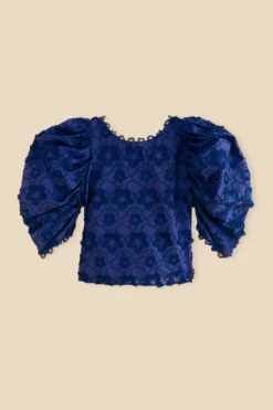 Farm Rio Navy Blue 3d Star Texture Blouse -Farm Rio Shop 312282 07