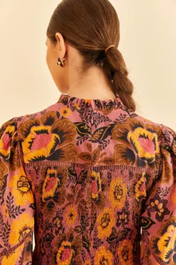 Farm Rio Blush Garden Bloom Smocked Blouse -Farm Rio Shop 312287 04