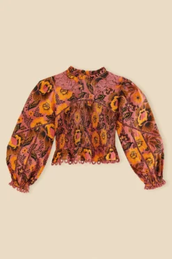 Farm Rio Blush Garden Bloom Smocked Blouse -Farm Rio Shop 312287 06