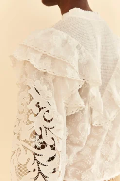 Farm Rio Off-White Smocked Yoke 3d Flower Blouse 8 Farm Rio Off-White Smocked Yoke 3d Flower Blouse -Farm Rio Shop 312290 03