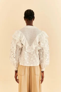 Farm Rio Off-White Smocked Yoke 3d Flower Blouse 9 Farm Rio Off-White Smocked Yoke 3d Flower Blouse -Farm Rio Shop 312290 04