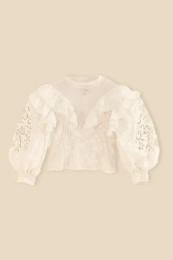 Farm Rio Off-White Smocked Yoke 3d Flower Blouse 11 Farm Rio Off-White Smocked Yoke 3d Flower Blouse -Farm Rio Shop 312290 06