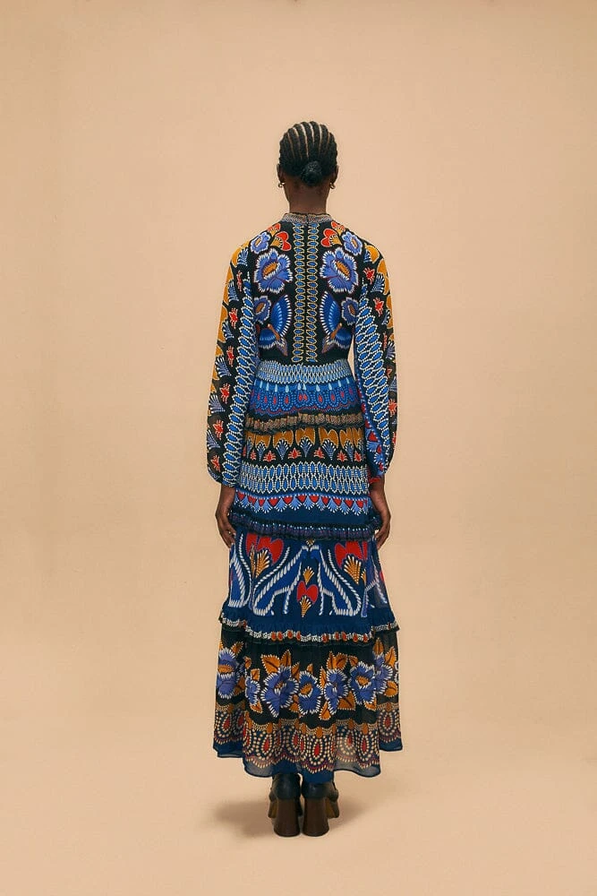 Farm Rio Black Ainika Sparkle Long Sleeve Maxi Dress 4 Farm Rio Black Ainika Sparkle Long Sleeve Maxi Dress - Image 4