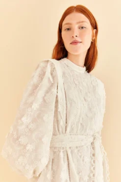 Farm Rio Off-White 3d Flower Pleated Mini Dress 11 Farm Rio Off-White 3d Flower Pleated Mini Dress -Farm Rio Shop 312366 03