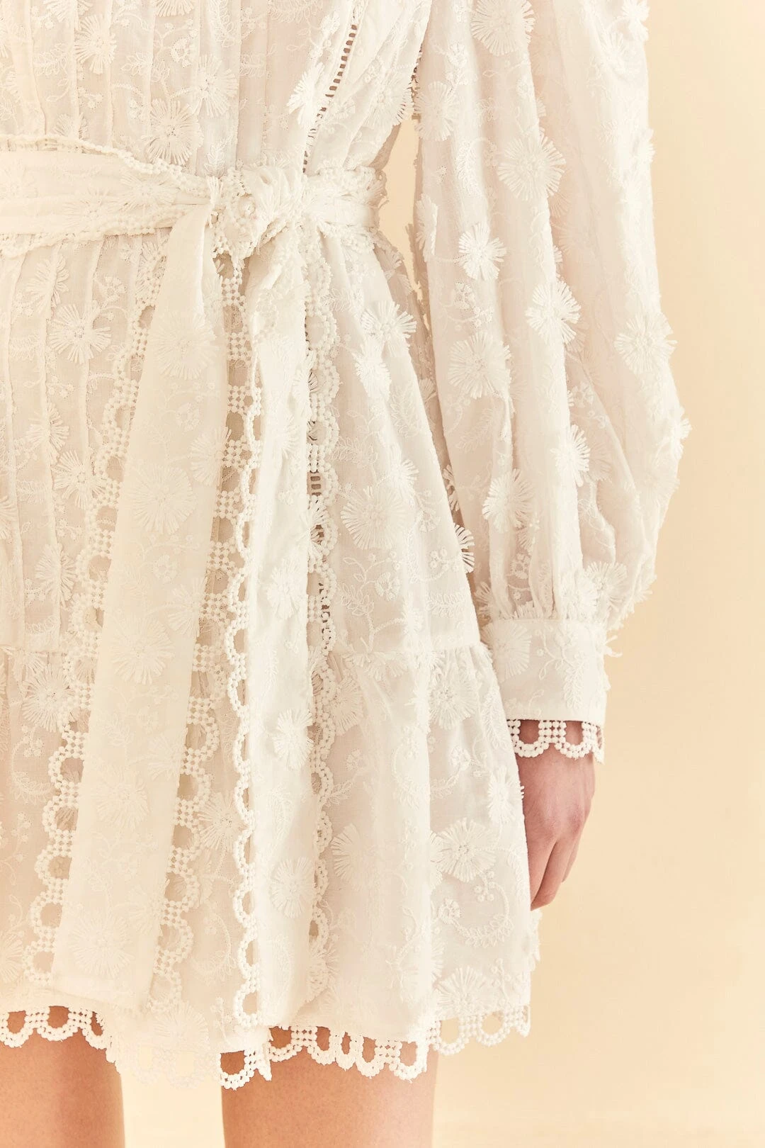 Farm Rio Off-White 3d Flower Pleated Mini Dress 5 Farm Rio Off-White 3d Flower Pleated Mini Dress - Image 5