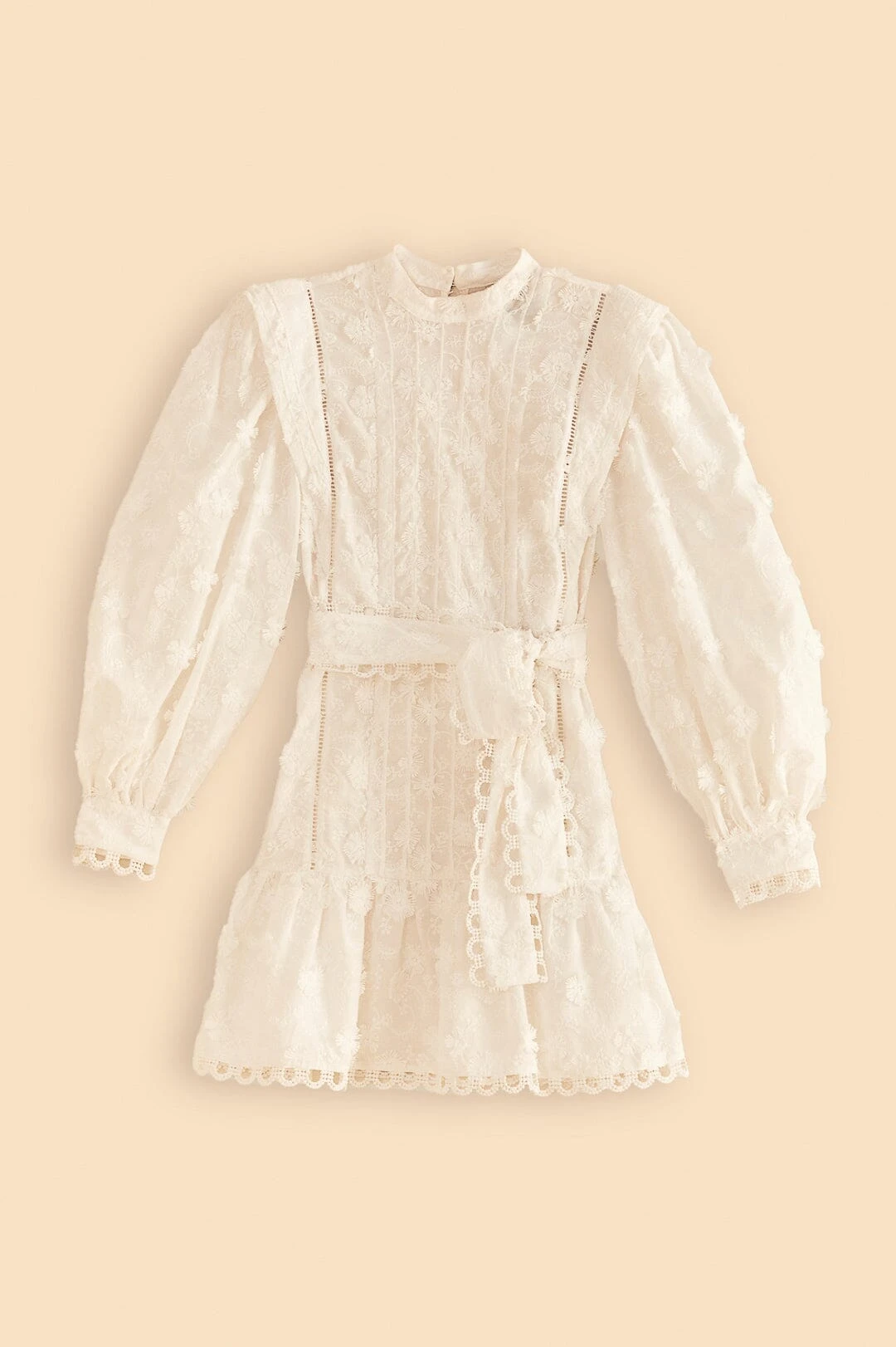 Farm Rio Off-White 3d Flower Pleated Mini Dress 9 Farm Rio Off-White 3d Flower Pleated Mini Dress - Image 9