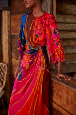 Farm Rio Vintage Wave Circle Cut-Out Midi Dress -Farm Rio Shop 312373 03