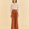 Farm Rio Caramel Embroidered Horses Pants