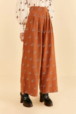Farm Rio Caramel Embroidered Horses Pants -Farm Rio Shop 312388 03