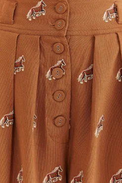 Farm Rio Caramel Embroidered Horses Pants -Farm Rio Shop 312388 05