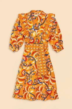 Farm Rio Yellow Palms Party Midi Dress -Farm Rio Shop 312461 08