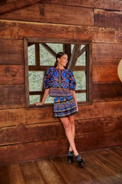 Farm Rio Black Ainika Sparkle Mini Skirt