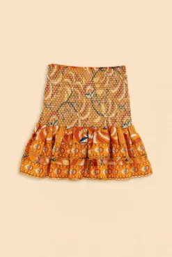 Farm Rio Yellow Palms Party Smocked Mini Skirt -Farm Rio Shop 312548 06