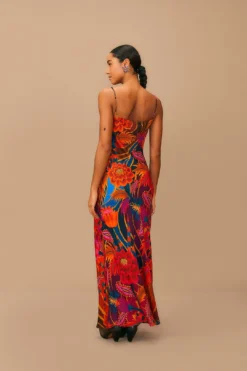 Farm Rio Vintage Wave Multicolor Lenzing™ Ecovero™ Viscose Maxi Dress -Farm Rio Shop 312607 04