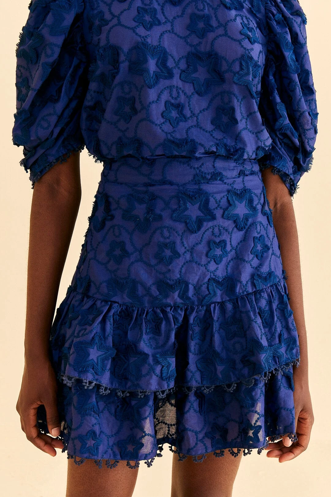 Farm Rio Navy Blue 3d Star Texture Mini Skirt 2 Farm Rio Navy Blue 3d Star Texture Mini Skirt - Image 2