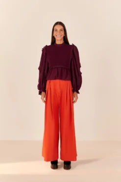 Farm Rio Orange Tailored Pants