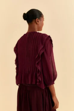 Farm Rio Burgundy Ruffle Blouse -Farm Rio Shop 312660 04