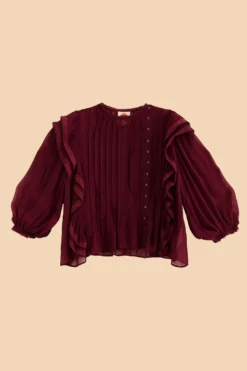 Farm Rio Burgundy Ruffle Blouse -Farm Rio Shop 312660 06