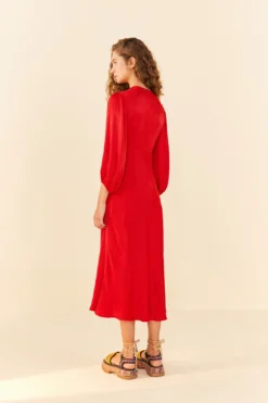 Farm Rio Red Front Circle Cut Out Midi Dress -Farm Rio Shop 312693 04