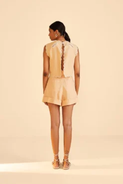 Farm Rio Sand Richelieu Sleeveless Crop Top -Farm Rio Shop 313592 04