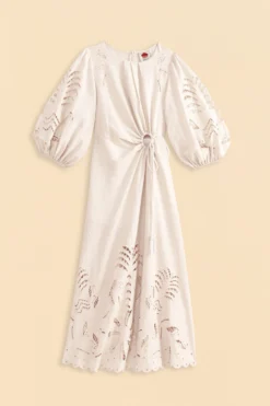 Farm Rio Off-White Richelieu Cut Out Midi Dress -Farm Rio Shop 313595 06 scaled