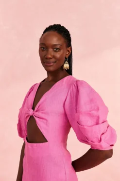 Farm Rio Pink Cut Out Short Sleeve Midi Dress 8 Farm Rio Pink Cut Out Short Sleeve Midi Dress -Farm Rio Shop 313597 03