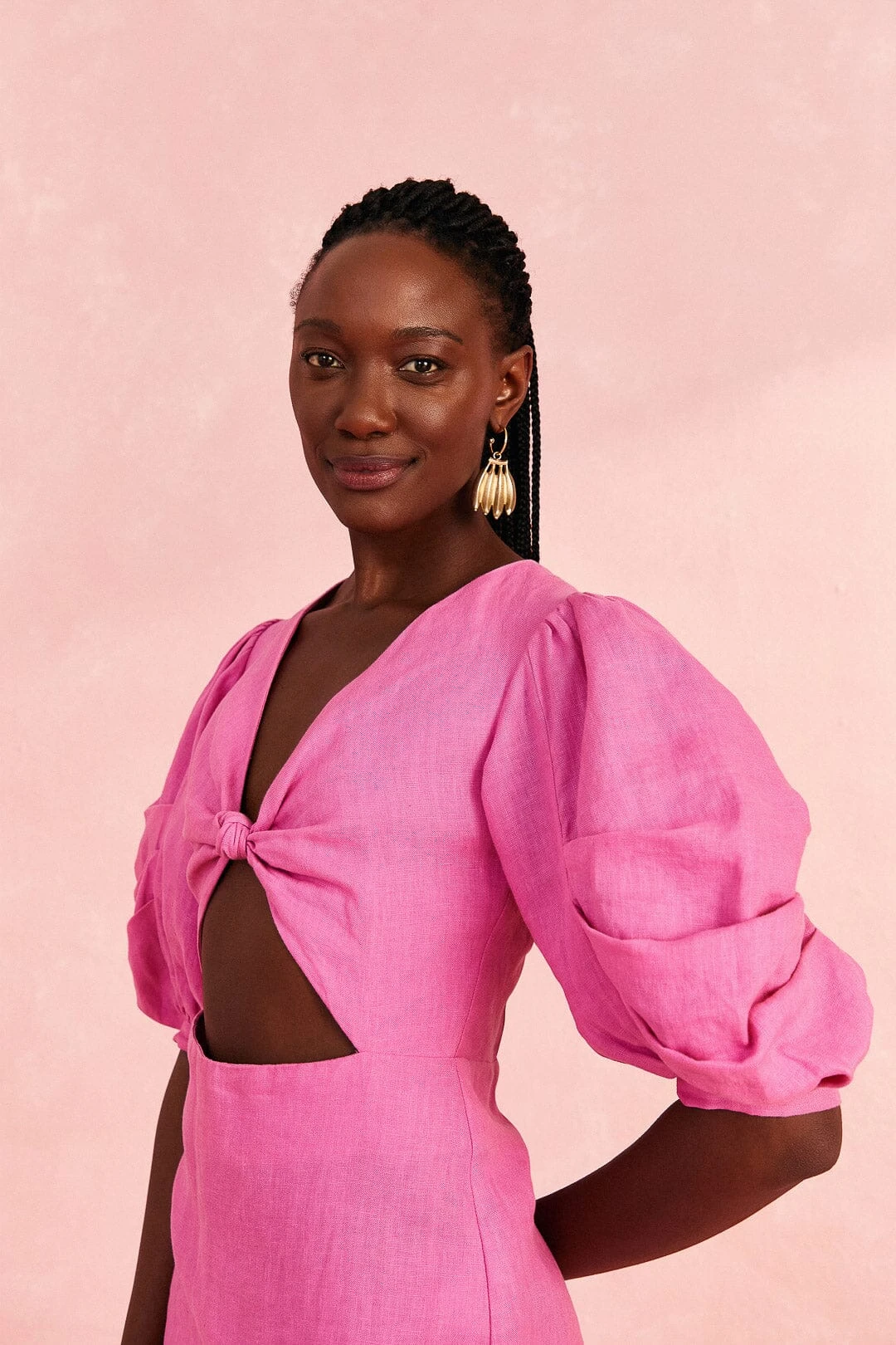 Farm Rio Pink Cut Out Short Sleeve Midi Dress 3 Farm Rio Pink Cut Out Short Sleeve Midi Dress - Image 3