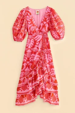 Farm Rio Red Jungle Scarf Wrap Midi Dress 9 Farm Rio Red Jungle Scarf Wrap Midi Dress -Farm Rio Shop 313599 05