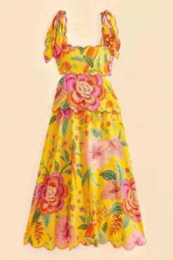 Farm Rio Yellow Macaw Bloom Midi Dress -Farm Rio Shop 313600 06
