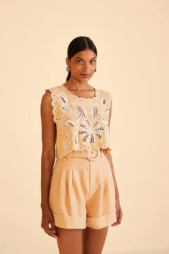 Farm Rio Beige Tailored Shorts