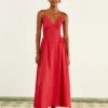 Farm Rio Red Sleeveless Midi Dress