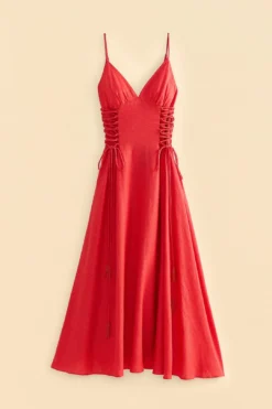 Farm Rio Red Sleeveless Midi Dress -Farm Rio Shop 313607 06 Copia