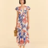 Farm Rio Off-White Mixed Lobsters Midi Dress