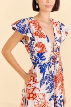 Farm Rio Off-White Mixed Lobsters Midi Dress 8 Farm Rio Off-White Mixed Lobsters Midi Dress -Farm Rio Shop 313608 03