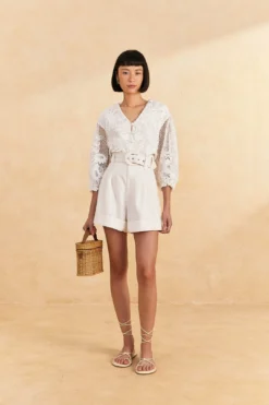 Farm Rio Off-White Tailored Shorts