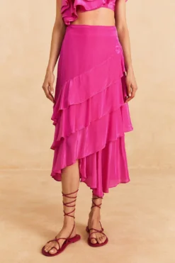 Farm Rio Dark Pink Marocaine Ruffle Skirt -Farm Rio Shop 313615 03