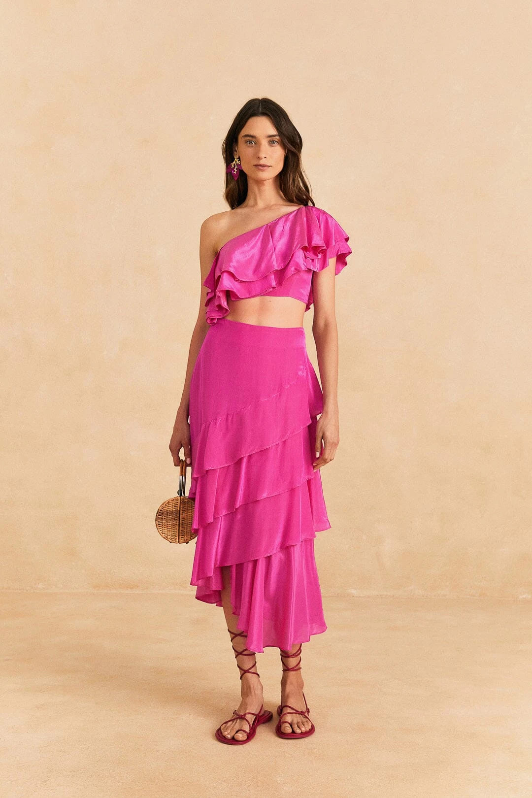 Farm Rio Dark Pink Marocaine Ruffle Top 2 Farm Rio Dark Pink Marocaine Ruffle Top - Image 2