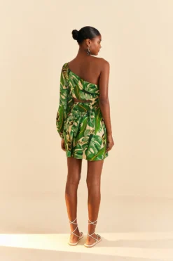 Farm Rio Tropical Leaves One Shoulder Mini Dress -Farm Rio Shop 313620 03