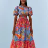 Farm Rio Macaw Party Mix Maxi Skirt