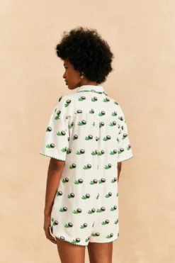 Farm Rio Cross Stitch Coconut Embroidered Romper 9 Farm Rio Cross Stitch Coconut Embroidered Romper -Farm Rio Shop 313624 04