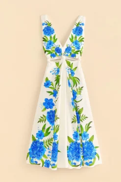 Farm Rio Off-White Romantic Garden Midi Dress -Farm Rio Shop 313630 05