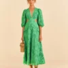 Farm Rio Green Richelieu Midi Dress