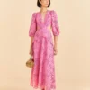 Farm Rio Pink Richelieu Midi Dress